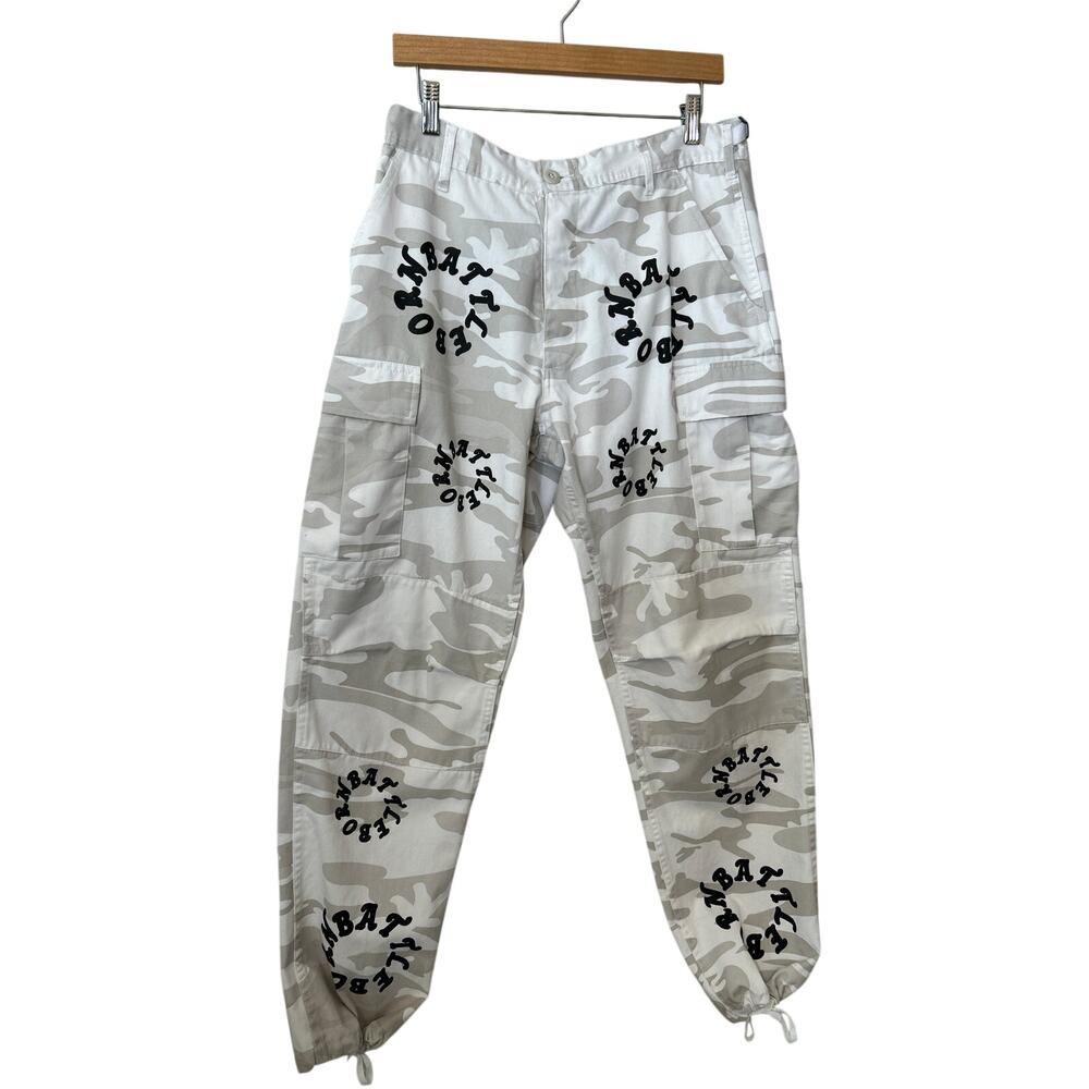 Rothco B.D.U "Born Battle"  White & Grey Camouflage Cargo Pants Sz M‎